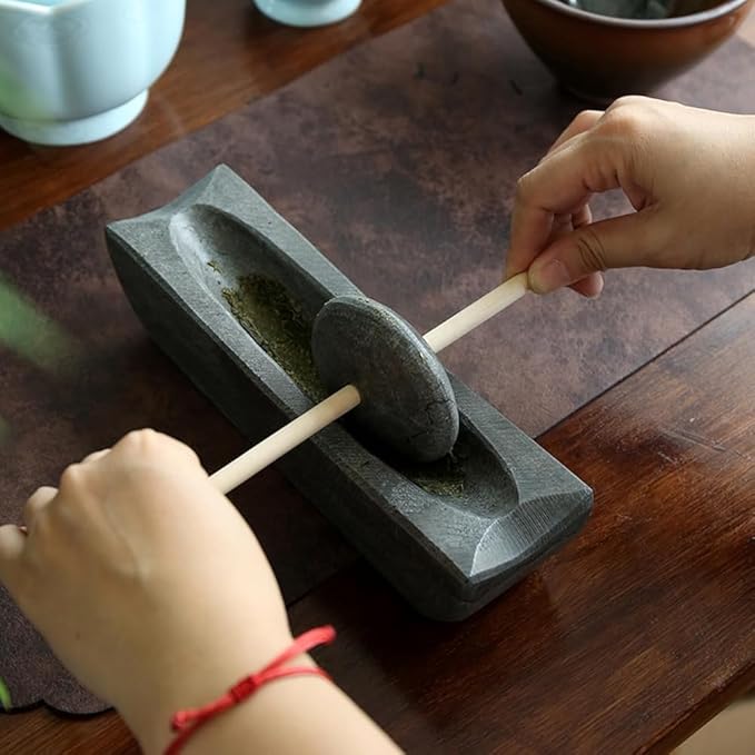 Authentic Bluestone Spice Grinder Handcrafted Roller Mill for Tea, Coffee Beans, and Spices Song Dynasty-Inspired Grinding Set - Bloomnest