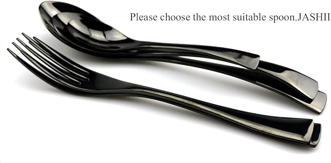JASHII 18/10 Stainless Steel 20 Piece Mirror Polished Black Flatware Set,Dinner Knife Fork Salad Fork Coffee Spoon，Service for 4 ，Black Utensil Sets - Bloomnest