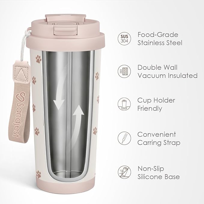 Dog Mom Tumbler - Stainless Steel 2-in-1 Lid Coffee Tumbler 18 oz, Insulated Travel Mug Gift for Dog Lovers Women Girls Mother, Birthday Christmas Mother's Day - Bloomnest