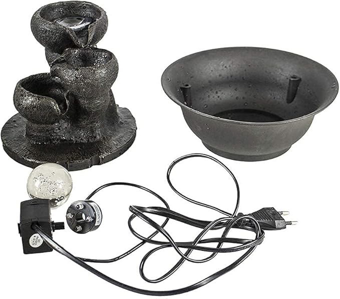Ferrisland Tabletop Waterfall Fountain - 3-Step Modern Water Fountain with LED Light for Office Desktop Decor - Bloomnest