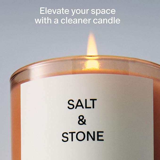 SALT & STONE Scented Candle for Women & Men | Hand-Poured, Aromatic & Fragrant | Coconut & Soy Blend Wax | 100% Cotton Wick | Long-Lasting 50 Hour Burn Time (8.5 oz) (Bergamot & Hinoki) - Bloomnest