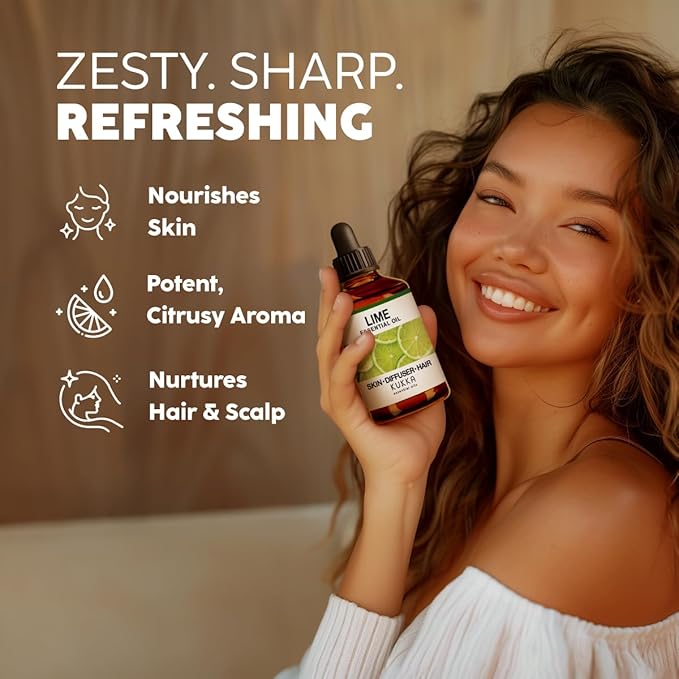 KUKKA Lime Essential Oils - 4 Fl Oz - for Hair, Skin, Diffuser, Aromatherapy & DIY Soap Making Scent - Bloomnest