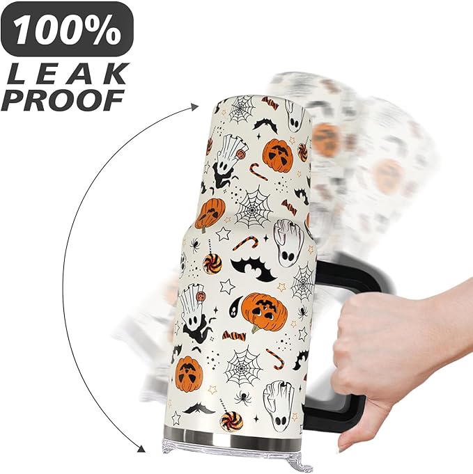 Ceovfoi 40 oz Halloween Pumpkin Tumbler Insulated Stainless Water Bottle Travel Coffee Cup, Water Bottle - Goth Ghost Witch Decor Gift for Women - Bloomnest