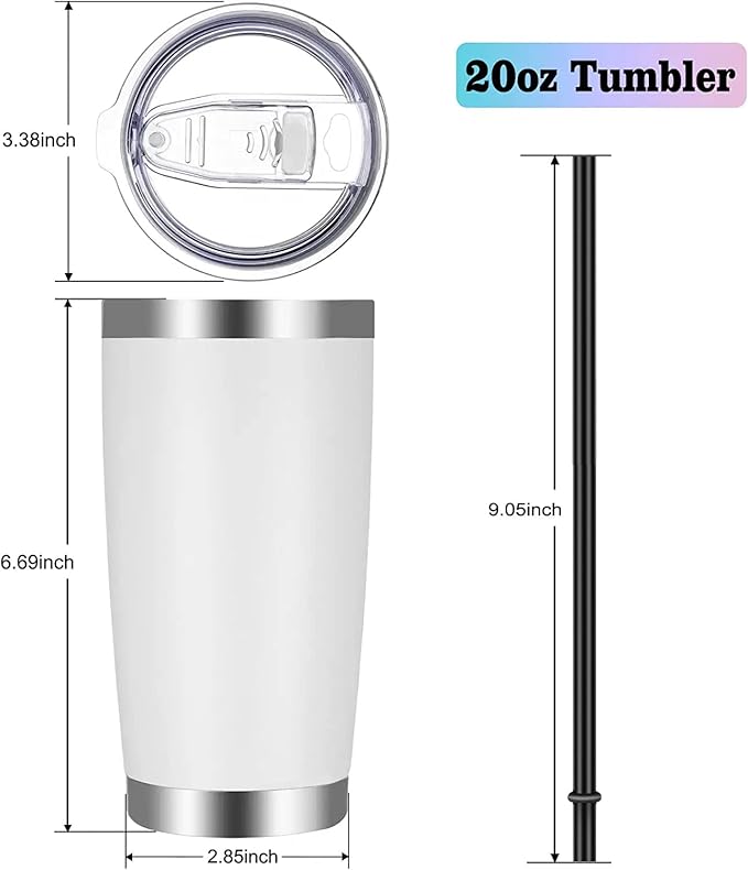 VEGOND 20oz Tumbler with Lid and Straw Stainless Steel Tumbler Cup Bulk Vacuum Insulated Double Wall Travel Coffee Mug Powder Coated Coffee Cup(Mix 12 Pack) - Bloomnest