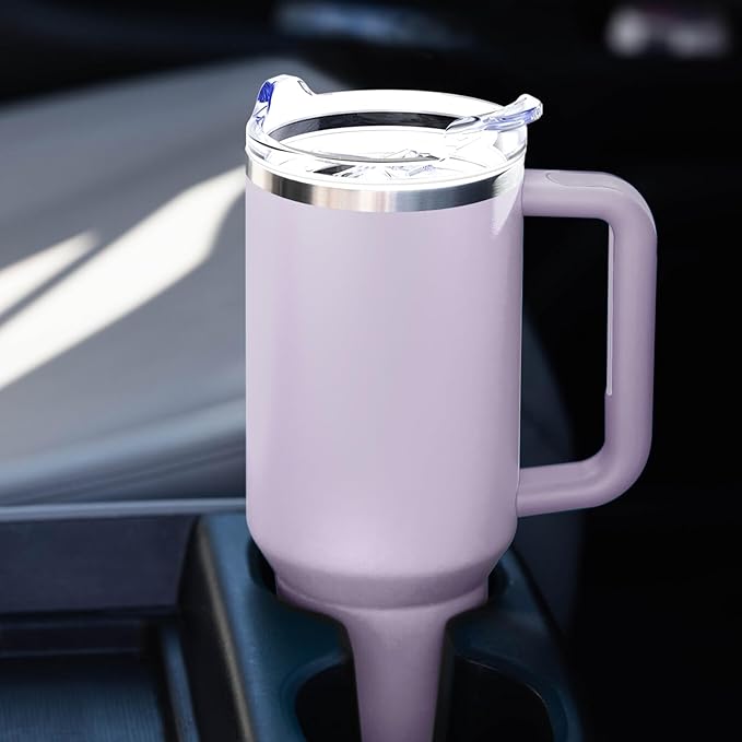 40 oz Tumbler with Handle and Straw Lid Insulated Tumblers Cups with Lids Straws Double Wall Vacuum Leak Proof Stainless Steel 40oz Tumbler Travel Mug Gifts for Men Women Him Her (Orchid) - Bloomnest