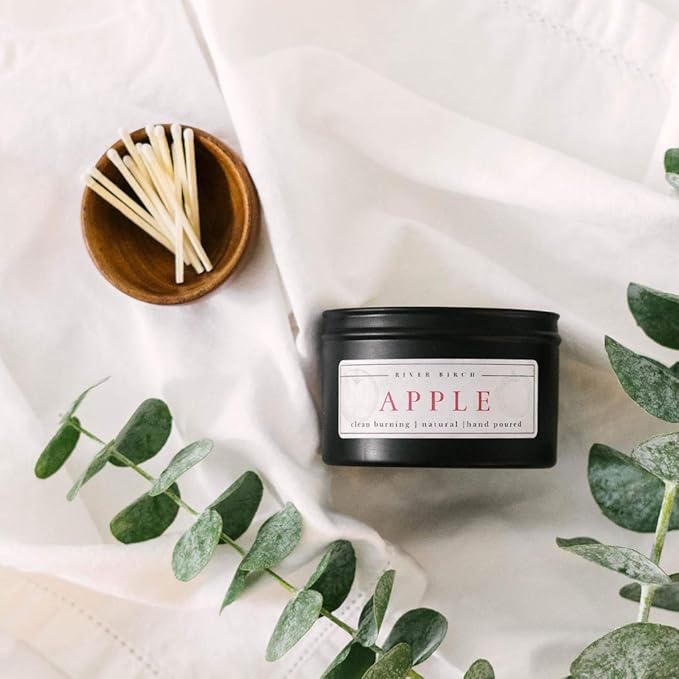 River Birch Candles Apple Scented Candle | Premium, All-Natural, Non-Toxic, Soy Candles | 8 oz. Silver Tin Travel Candle - Bloomnest