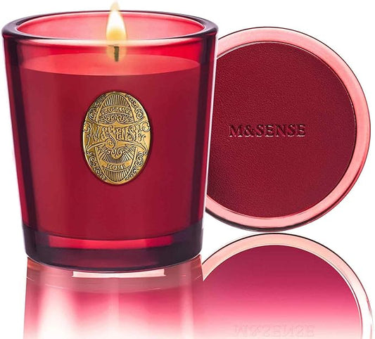 M&SENSE Natural Soy Candle | Wild Rose & Red | 9.2 oz, 50H Burn Time | Luxury Scented Candle for Relaxation, Gifting, Home Décor | Ideal for Bedroom, Office, Party Ambiance - Bloomnest