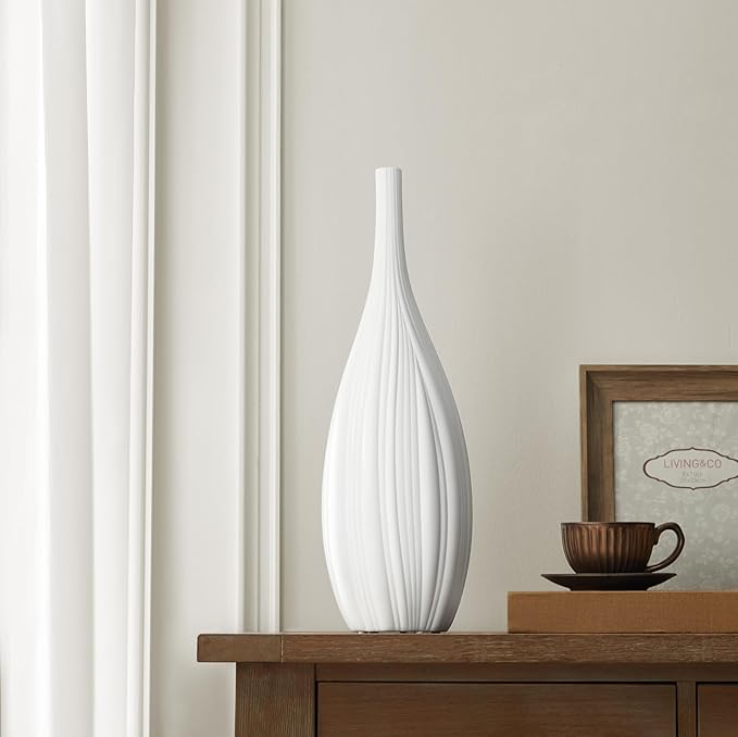 RONDURE 20.6" Modern Ceramic Table Lamp, Modern Bedside Lamps for Bedroom, Living Room and Nightstand, White Translucent Ceramic Shade, Warm Ambient Lighting, Home Decor - Bloomnest