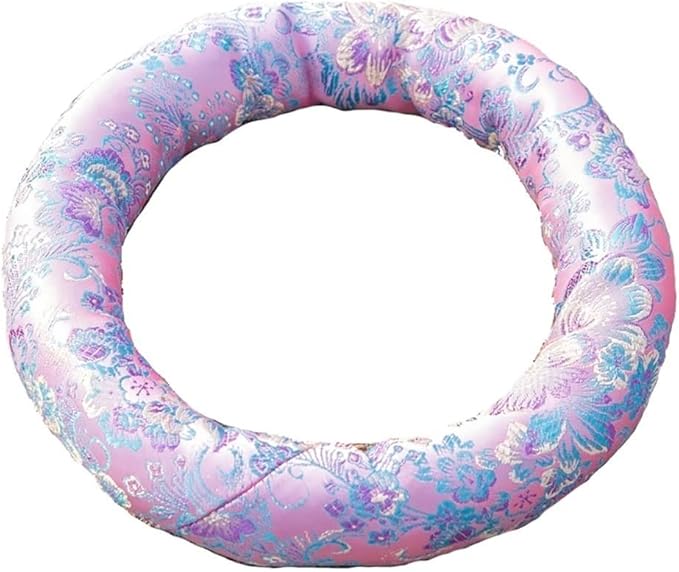 Singing Bowl Cushion Silk Brocade Ring Cushion Pillow，Used for Crystal/Tibetan Singing Bowls ，Singing Bowls Cushion,O-Ring，Buddhist Sound Bowl Pad (Color : Pink-H, Size : 8-14'' 7 Pieces) - Bloomnest