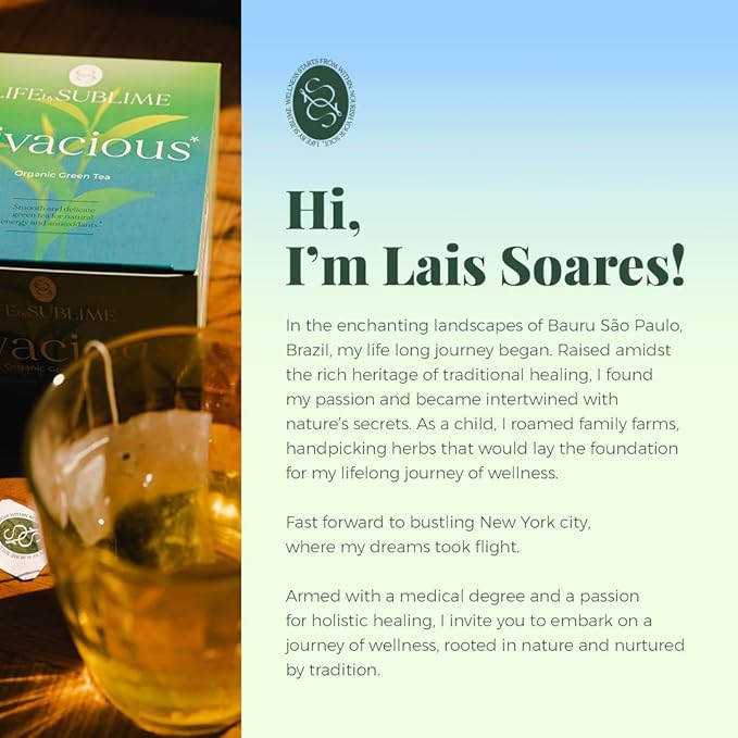 Life by Sublime - Vivacious USDA Organic Green Tea, 20 Tea Bags, Caffeinated, Antioxidant-Rich, Supports Skin Health and Immune System, Less Bitter, Premium Brazilian Harvest - Bloomnest