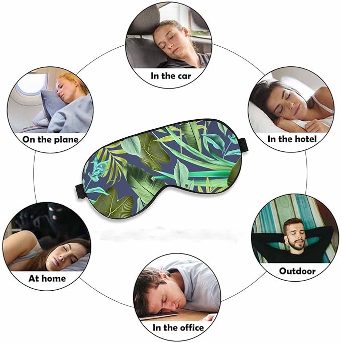 Tropical Leaves Sleep Eye Mask Retro Botanical Sty Men Women Sleep Mask with Adjustable Strap Eye Cover Eye Shade for Travel, Nap,Meditation - Bloomnest