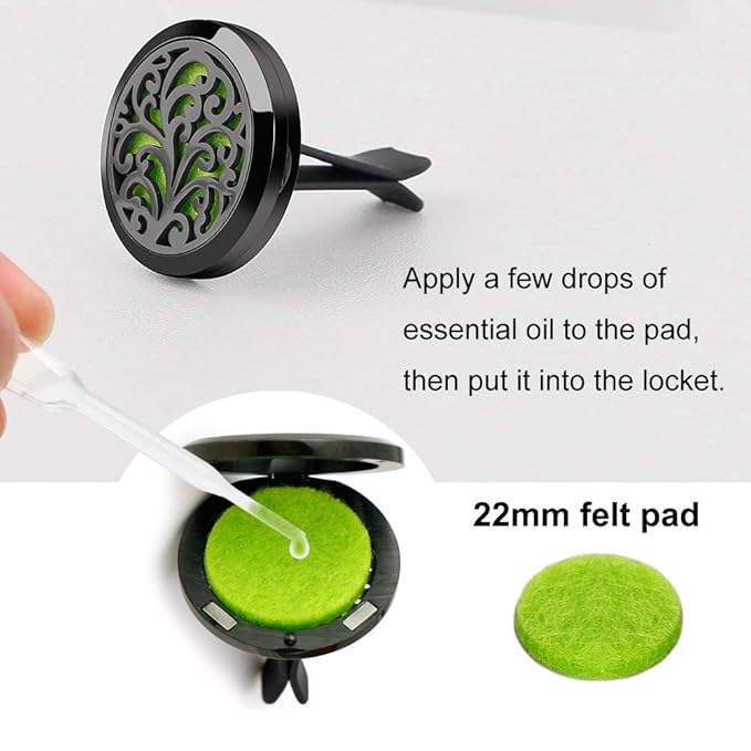 Car Air Freshener Vent Clip - 2PCS 30mm Black Car Essential Oil Diffuser Vent Clips for Home Office Room with 12 Felt Pads Mother's Day, Birthday Gift for Women & Men - Bloomnest