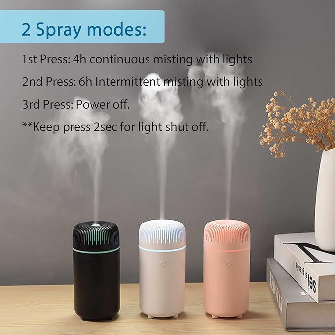 Car Diffuser Humidifier USB Aromatherapy Essential Oil Air Freshener USB Cool Mist Mini Portable Diffuser for Car Home Office Bedroom (Pink) - Bloomnest