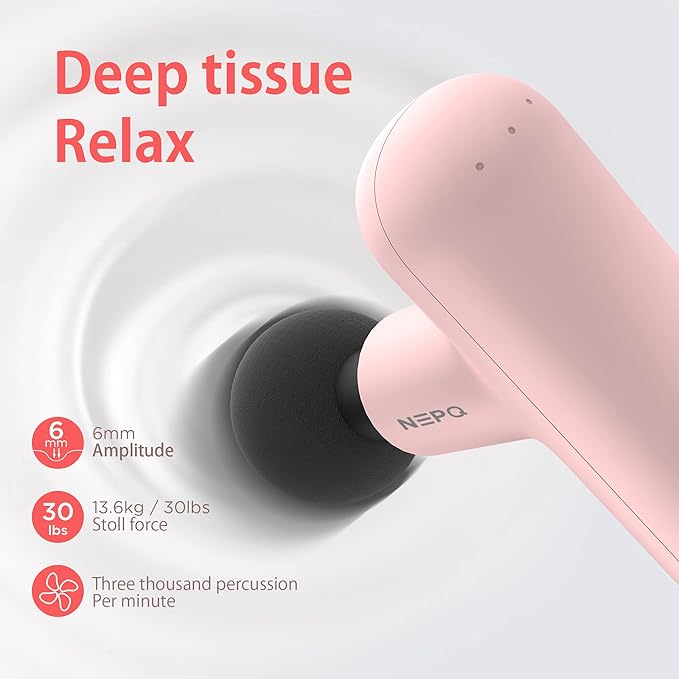 Mini Massage Gun, SK6 Fascial Gun Portable Deep Tissue Percussion Muscle Back Head Massager for Pain Relief with 4 Massage Heads 4 Speed High-Intensity Vibration Rechargeable (Pink) - Bloomnest