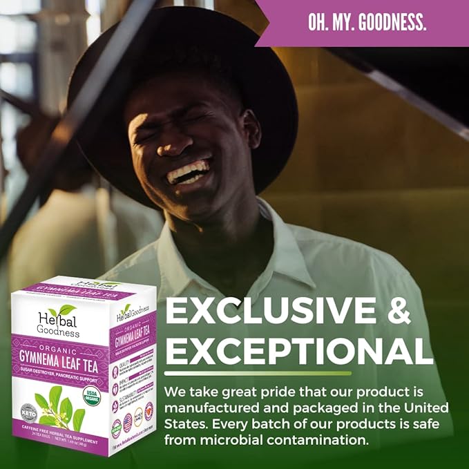Gymnema Leaf Tea | 100% Organic Herbal Tea for Healthy Metabolism | Natural Sweet Cravings Support | Caffeine-Free, Keto-Friendly, Vegan, Gluten & GMO-Free | 24 Unbleached Tea Bags - Bloomnest