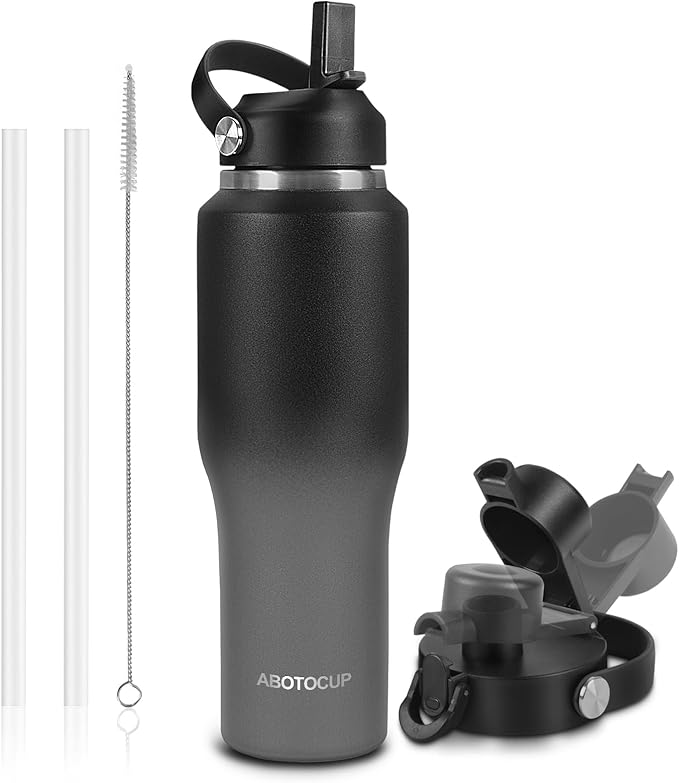 32oz Water Bottle Insulated with Powder Coated, Fit in Any Car Cup Holder, Water Bottles with Straw and Spout Lids, Stainless Steel Insulated Double Wall Leak-proof BPA Free to Keep Cold&Hot - Bloomnest