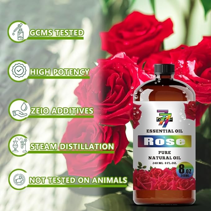 Rose Essential Oil (8 oz/240 ml) — Rose Oils for Aromatherapy, diffusers, humidifiers, Home fragrances, DIY Skin Care, Soap Making, DIY Candle, Yoga, and Meditation - Bloomnest