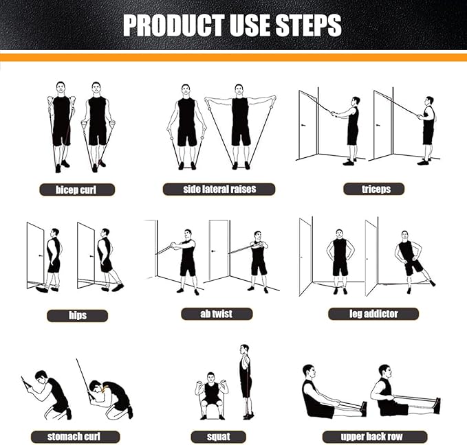 WHATAFIT Resistance Bands, Exercise Bands，Resistance Bands for Working Out, Work Out Bands with Handles for Men and Women Fitness, Strength Training Home Gym Equipment - Bloomnest