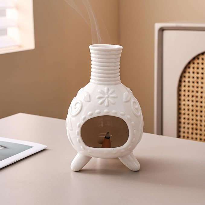 Ceramic Palo Santo Holder - Small Chiminea Incense Burner for Meditation, Energy Cleansing, | Palo Santo Holder for lncense Burner,Candle,Sage Burner | lder Gifts for Meditation & Yoga JialanGulong
