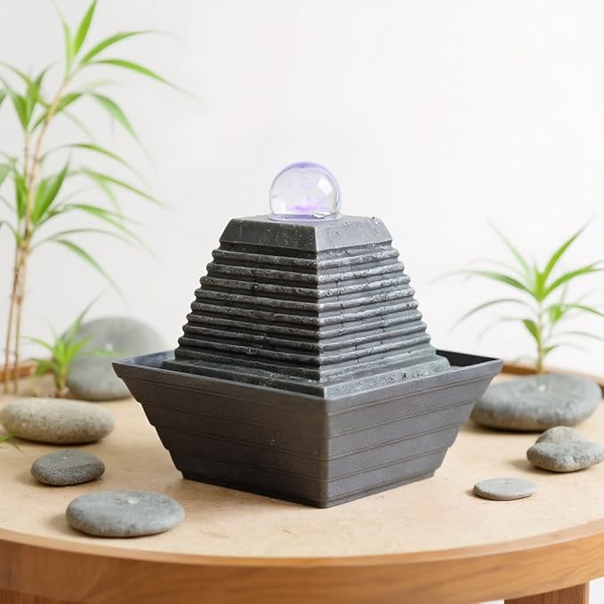 Tabletop Water Fountain, Waterfall Fountain with LED Lights Suitable for Office and House Decor House ，Warming Gifts New Home(2733) - Bloomnest