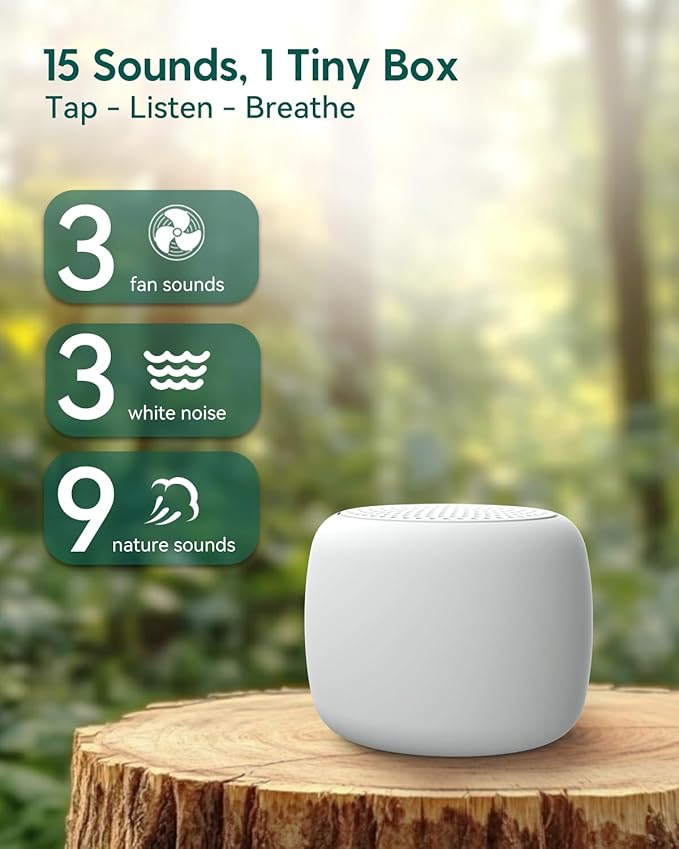 Babelio White Noise Sound Machine for Adults Kids Baby, Mini, 15 Non-looping Sounds, Timer, Memory Function, Easy to Pocket and Travel White - Bloomnest
