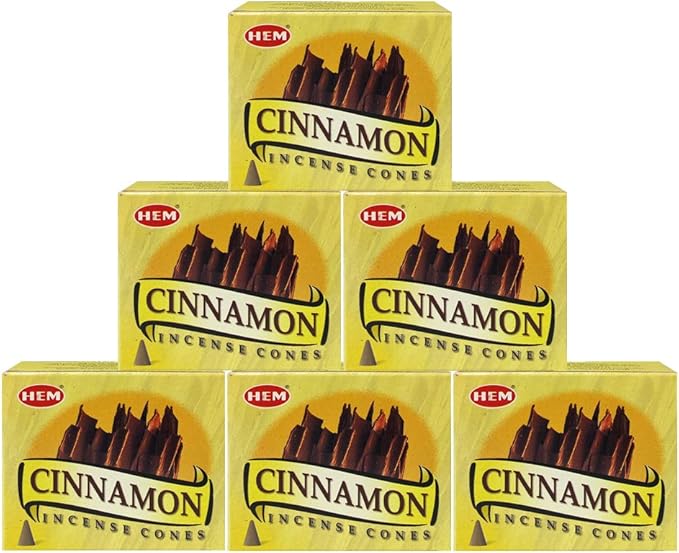 TRUMIRI Incense Cone Holder Bundle with Hem Cinnamon Incense Cones - Pack of 6 (Approx 60 Cones) TRUMIRI