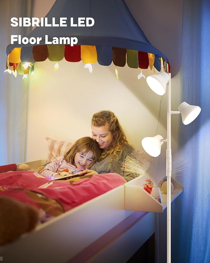 White Floor Lamp, 36W Modern Dimmable Standing Lamp 2700-6500K, 3 Rotatable LED Lights Reading Tall Lamp, Touch & Remote Control Floor Lamps for Living Room Bedroom Office - Bloomnest