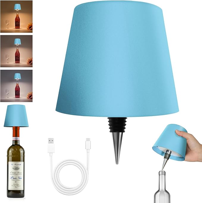 2025 New Wireless Bottle Lamp - LED Bottle Lights for Liquor & Wine Bottles, Cordless Lampshade, Whiskey Bottle Top Light, Bottle Stopper Night Light Kit, Rechargeable 3-Tone Touch-Dimmable - Bloomnest