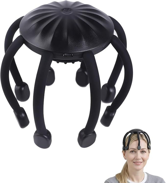 Head Massager Scalp Electric with 4 Modes, 360° Electric Head Massager Rechargeable, Electric Octopus Scalp Massager Portable, Scalp Stress Relax Massage Tool Free Hands OrijioUS