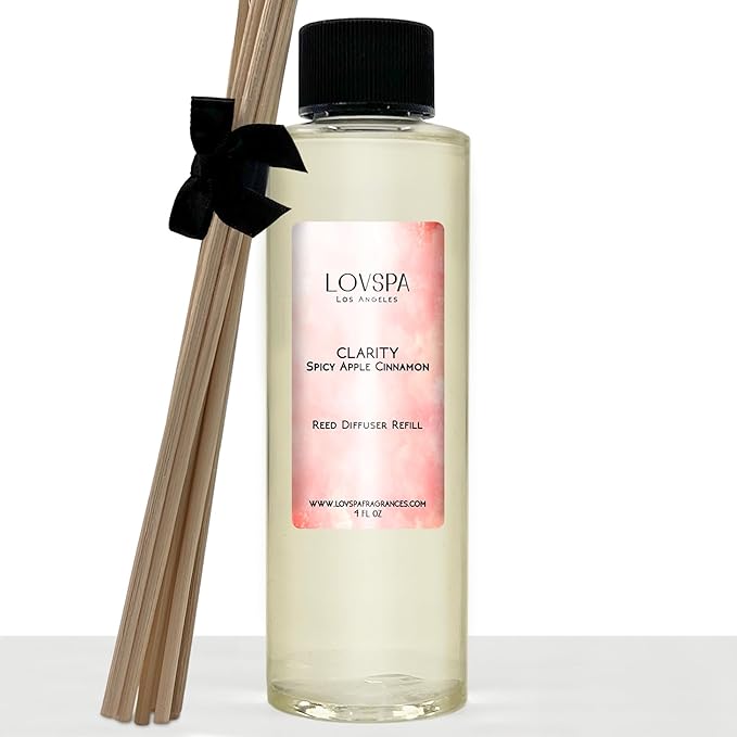 LOVSPA Clarity Spicy Apple Diffuser Oil - Fall Essential Oils for Diffuser Refill & Air Freshener Room Spray - Long-Lasting & Natural Home Fragrance, Scented Oil for Diffusers, USA Made, 4oz - Bloomnest