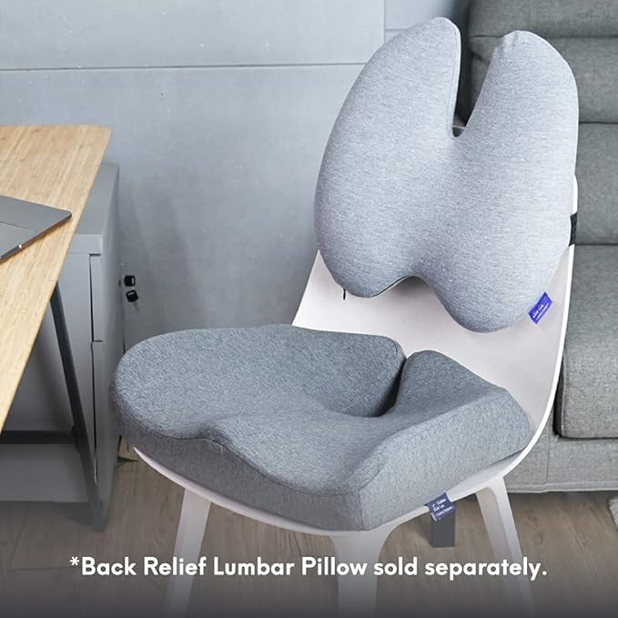 C CUSHION LAB Patented Pressure Relief Seat Cushion for Long Sitting Hours on Office/Home Chair, Car, Wheelchair - Extra-Dense Memory Foam for Hip, Tailbone, Coccyx, Sciatica - Light Grey - Bloomnest