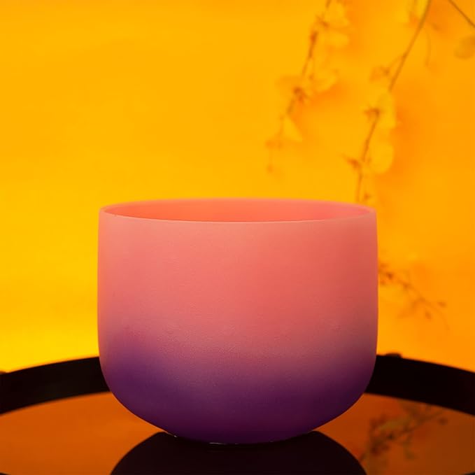 TOPFUND 10" Pink Purple F Note Crystal Singing Bowl Heart Chakra with Heavy Duty Carrying Case and Suede Mallet
