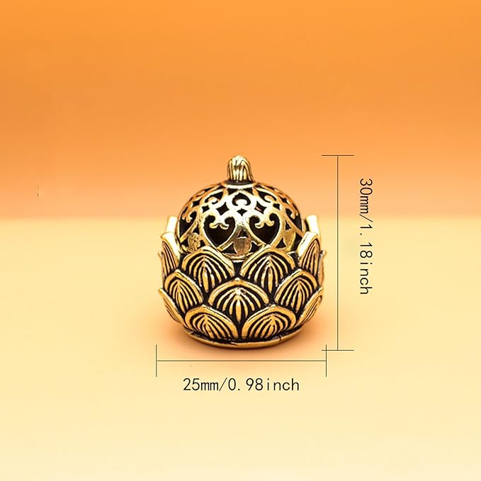 2 Pcs Mini Brass Lotus Flower Incense Holder, Calligraphy Style Closed Incense Burner Desktop Ornament Ash Catcher with Lid for Bedroom Kitchen Teahouse Office Home Decor Yoga Spa Madiation - Bloomnest