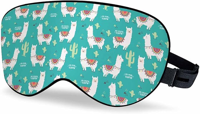 Cute White Llama Sleep Eye Mask Alpaca Cactus Men Women Sleep Mask with Adjustable Strap Eye Cover Eye Shade for Travel, Nap,Meditation - Bloomnest