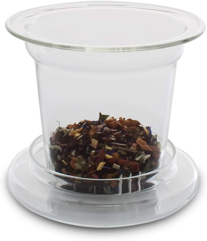 Teabloom Universal Glass Tea Infuser with Dual-Purpose Lid/Coaster – Hygienic, Non-Toxic Glass Filter for Loose Tea Leaves – Lead-Free & Cadmium-Free – Tea Purist's Choice - Bloomnest
