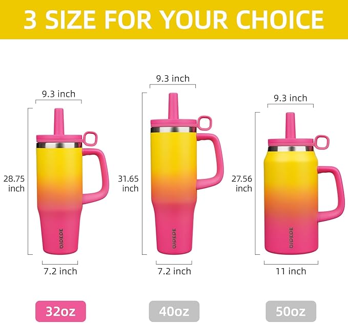 BJPKPK 32oz Stainless Steel Insulated Tumbler with Handle and Straw Travel Coffee Mug Thermal Cups with Lid,Rainbow - Bloomnest