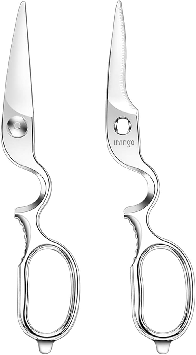 LIVINGO Kitchen Forged Shears Heavy Duty Come Apart Ultra Sharp Multi-function Stainless Steel Scissors Bottle Opener, Nut Cracker 8.5 inch - Bloomnest