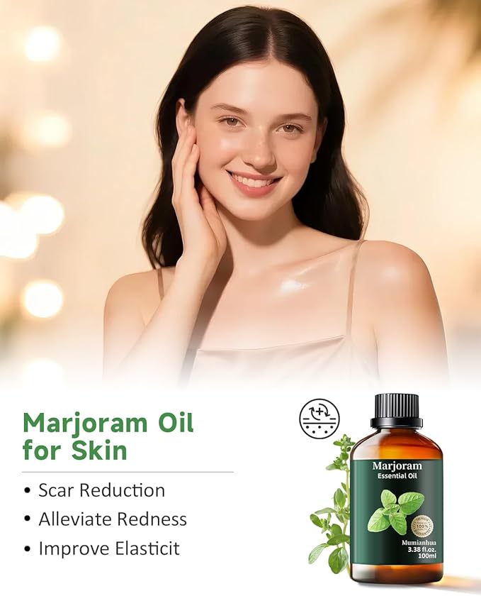 Pure Marjoram Essential Oil, Mumianhua Natural Marjoram Oil for Diffuser, Room Spray, Massage, Humidifier & Air Purifier, Skin, Soothing Comfort, Evening Ease, Outdoor Protection 3.38 Fl Oz - Bloomnest