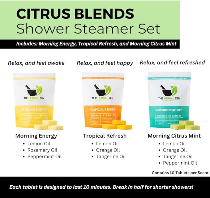 Bulk Shower Steamers with Essential Oils Combo Set by The Herbal Zen (3 Packs of 10 Tablets, Value Set), Bulk Shower Bombs, Relaxation Gift for Women and Men, Birthday Gifts, Mothers Day Gift - Bloomnest