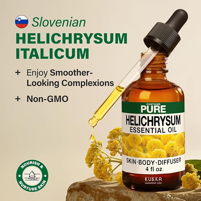 KUKKA Helichrysum Essential Oils - 4 Fl Oz - for Hair, Skin, Diffuser, Aromatherapy & DIY Soap Making Scent - Bloomnest