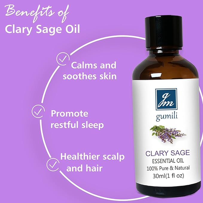 Clary Sage Essential Oil 1 oz-100% Pure & Undiluted Clary Sage Oil for Diffuser, Skin, Massage, DIY - Bloomnest