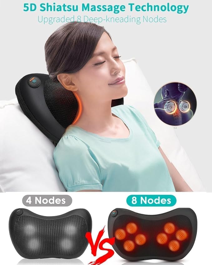 Back Massager with Heat Massagers for Neck - Shiatsu Kneading Massage Pillow for Back, Shoulder, Leg Pain Relief - Body Muscle Pain Relief Use at Home,Car,Office Christmas Gifts for Women/Men - Bloomnest