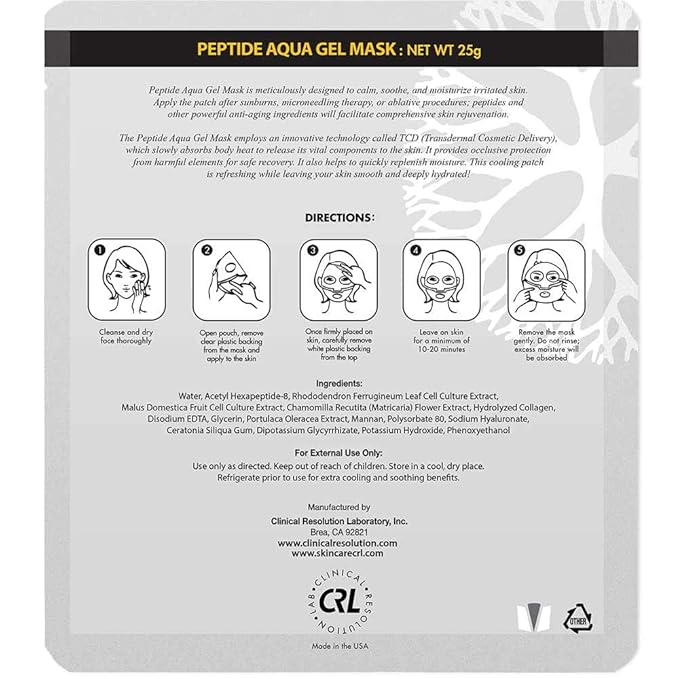 Clinical Resolution CRL Peptide Aqua Gel Mask 5 Pack Instant Hydration, Soothing & Cooling, Helps Comfort Skin After Professional Treatments, for a Refreshed, Healthy-Looking Complexion - Bloomnest