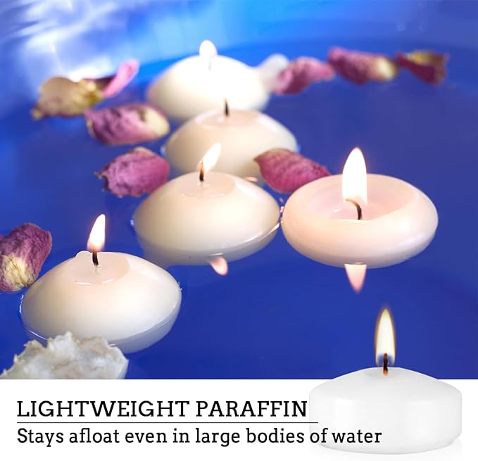 12 White Floating Candles, 2 Inch - Unscented, Perfect for Thanksgiving, Christmas & Gifts - Bloomnest