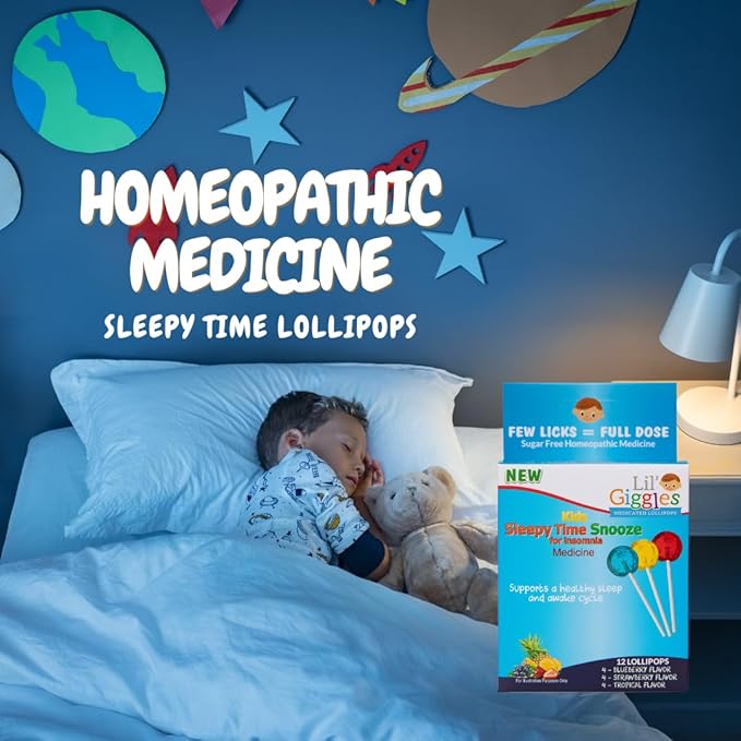 Lil Giggles Medicated Lollipops for Sleeplessness - Gentle Relief for Kids - Support a Healthy Sleep and Awake Cycle - Homeopathic Remedy Children's Love - Strawberry (12CT) - Bloomnest