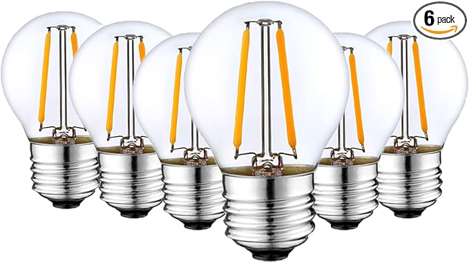 Dimmable 2W LED Globe Bulb 25Watt Equivalent E26 Light Bulb Warm White 2500K LED Edison Bulb, Vintage Filament Edison Decorative Bulb for Chandelier, Ceiling Fan, 6 Pack - Bloomnest