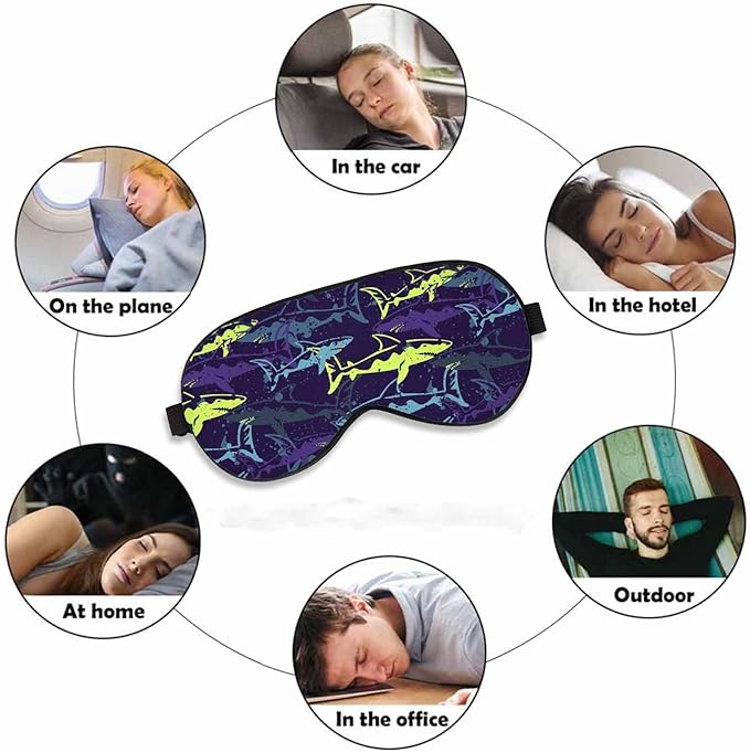Creative Sharks Sleep Eye Mask Abstract Underwater Colorful Bright Men Women Sleep Mask with Adjustable Strap Eye Cover Eye Shade for Travel, Nap,Meditation - Bloomnest