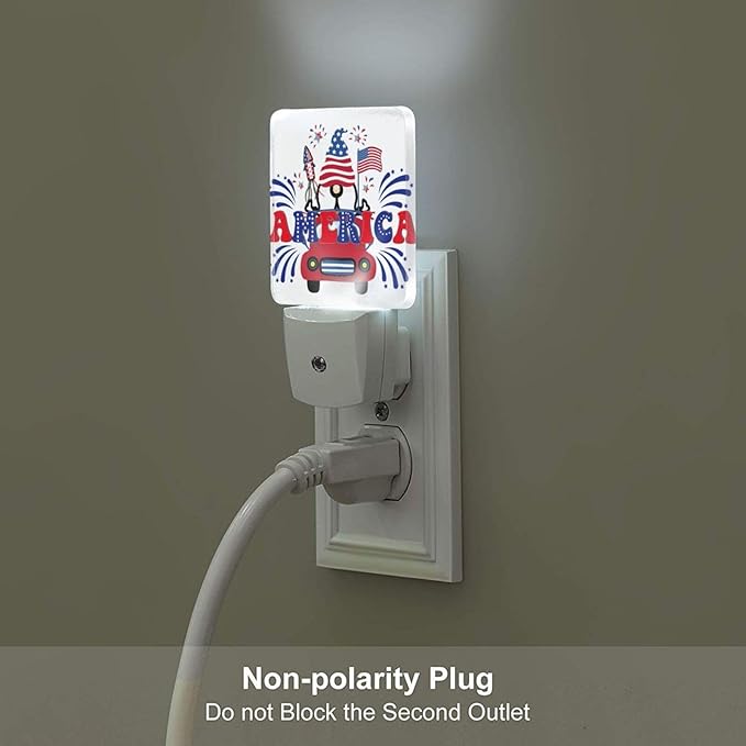 Happy Independence Day Night Light,Plug Into Wall with Dusk to Dawn Light Sensors, Warm Nightlights for Bedroom, Bathroom, Hallway, Kitchen, Gifts Ideal for Boys Girls Women Men - Bloomnest