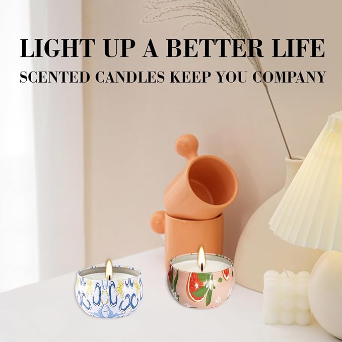 2 Pack Home Scented Candle, Grapefruit and Pine Scented Candles Ladies Gift Set, Soy Wax, Long Burning and Tin Candles, Birthday, Mother's Day, Anniversary. - Bloomnest