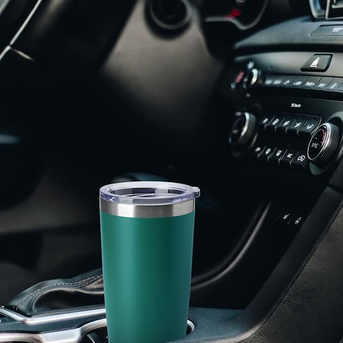 HASLE OUTFITTERS 20oz Tumblers Stainless Steel Mugs with Lid Double Wall Vacuum Insulated Coffee Cups for Cold & Hot Drinks (20oz-Dark Green, 4 Pack)